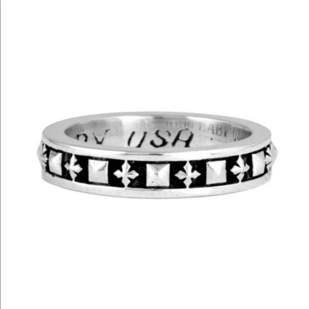 KING BABY Stackable Studded .925 Ring w/MB Crosses